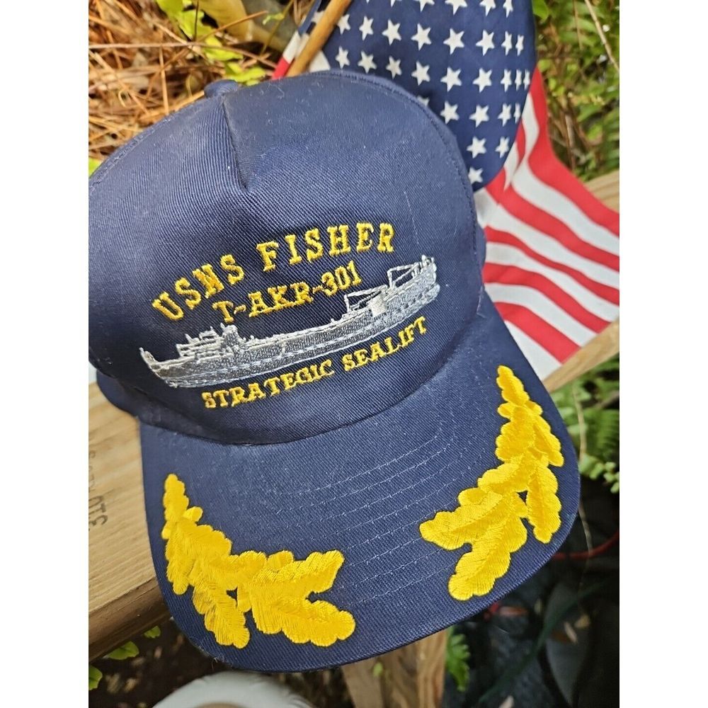 USNS FISHER T-AKR-301 Naval Strategic Sealift Hat Snapback‎ VTG US NAVY